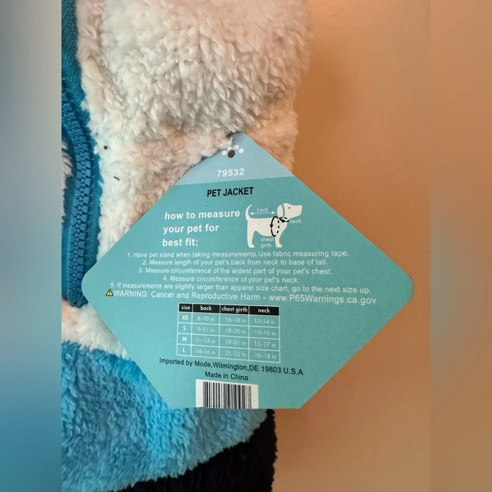 Dog PET JACKET Fleece Colorblock Vest - Blue and White